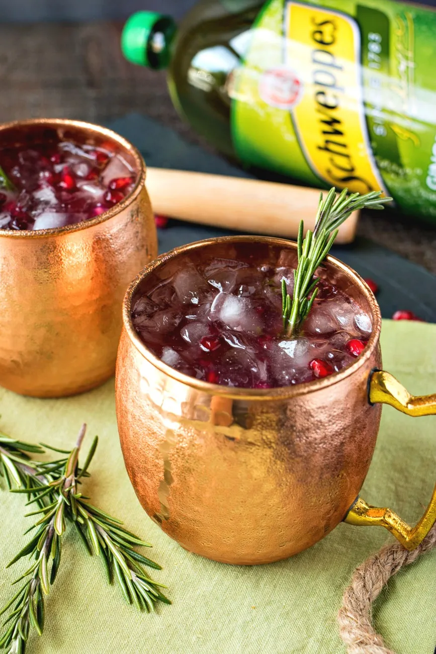 Pomegranate Rosemary Moscow Mule drink